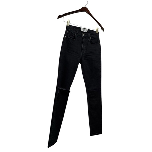 REFORMATION High & Skinny Jean Faded Black Destroyed 23 - Picture 6 of 9